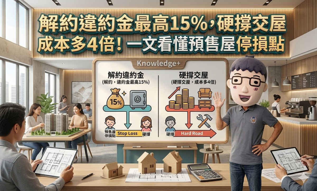 解約違約金最高15%，硬撐交屋成本多4倍！一張表看懂預售屋停損點