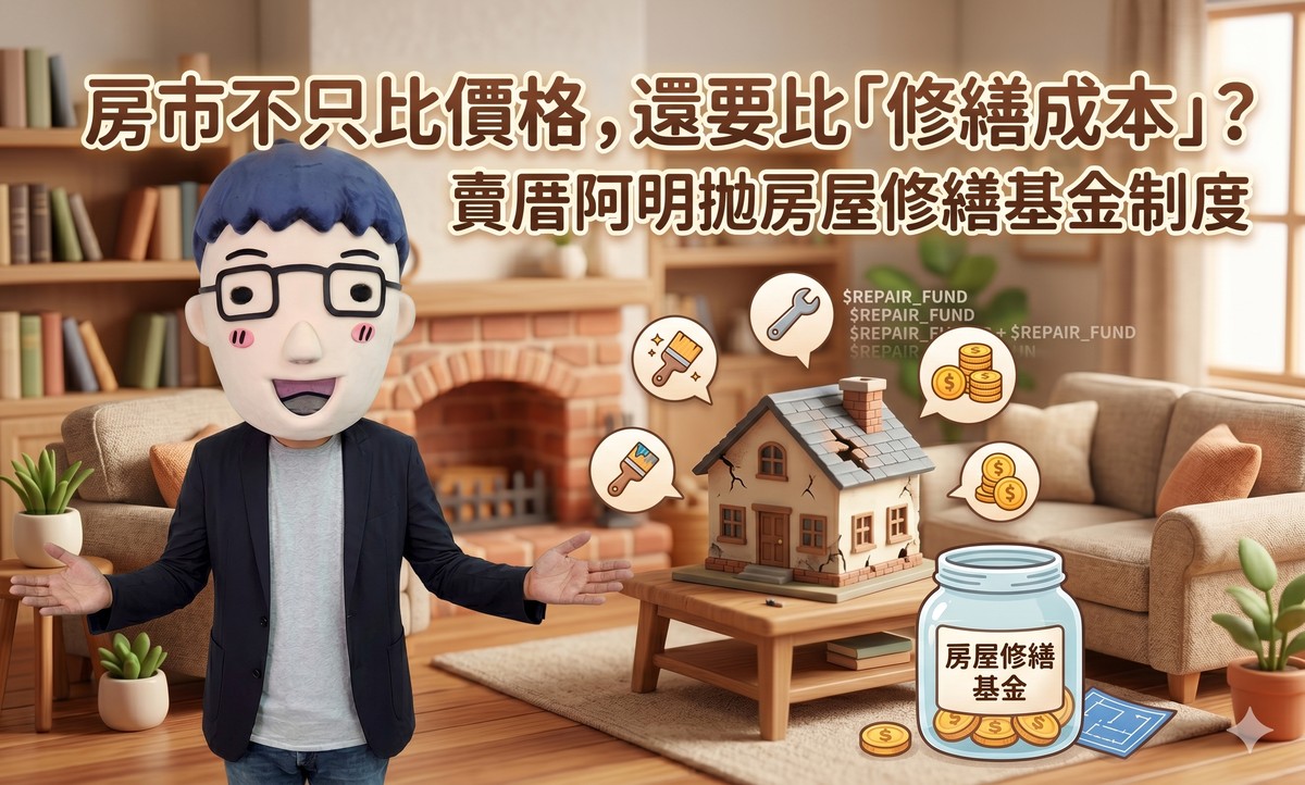 房市不只比價格，還要比「修繕成本」？賣厝阿明拋房屋修繕基金制度　保障消費者權益