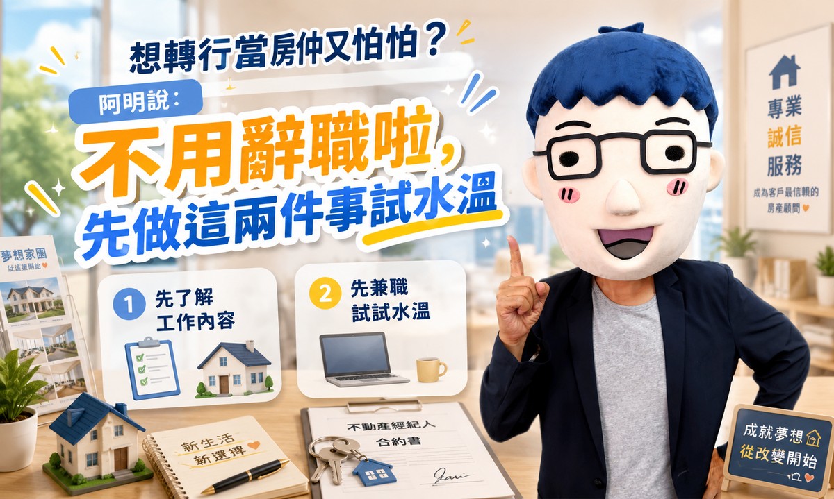 想轉行當房仲又怕怕？阿明說：不用辭職啦，先做這兩件事試水溫