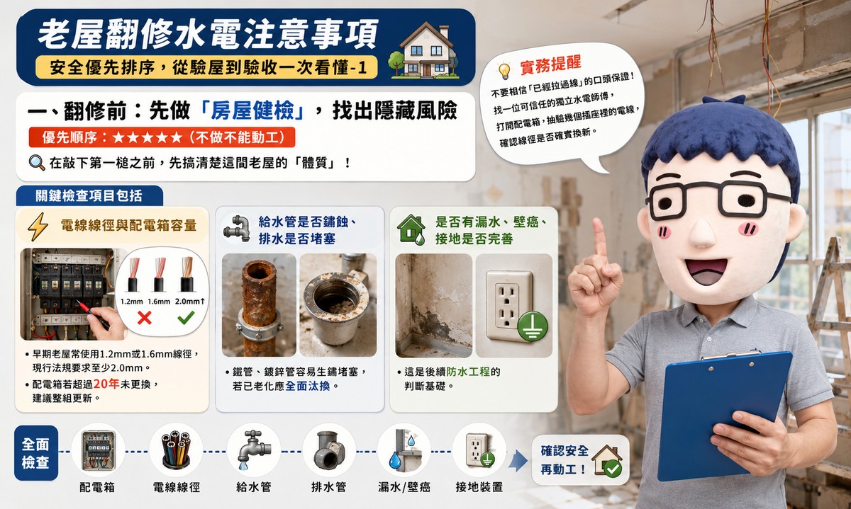 老屋翻修水電注意事項｜安全優先排序，從驗屋到驗收一次看懂