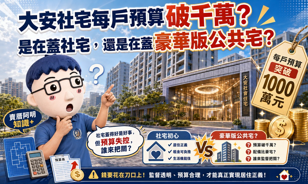 大安區社宅每戶預算破千萬？是在蓋社宅，還是在蓋豪華版公共宅？