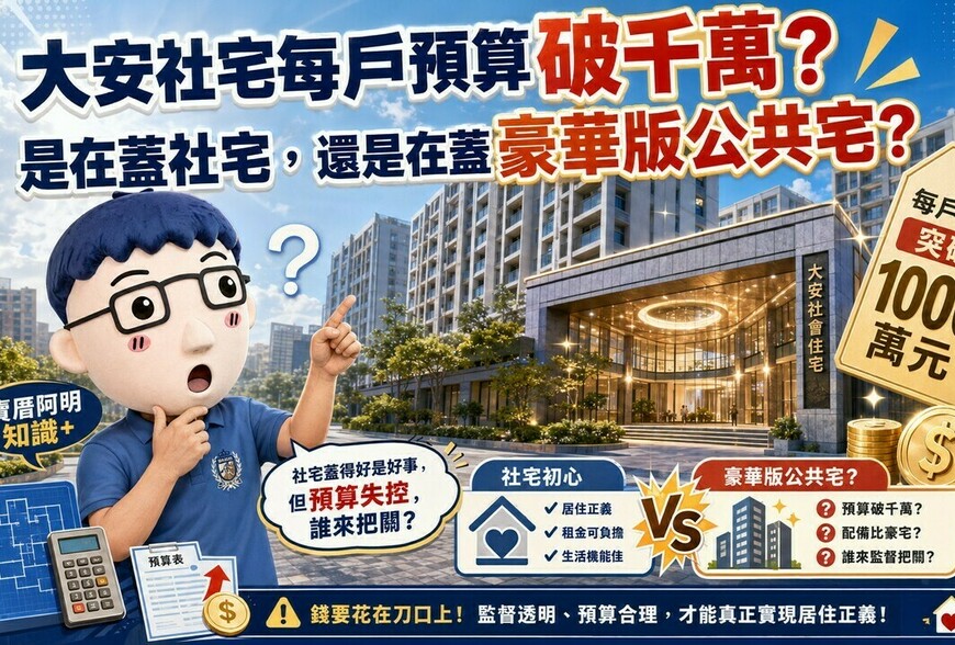 大安區社宅每戶預算破千萬？是在蓋社宅，還是在蓋豪華版公共宅？