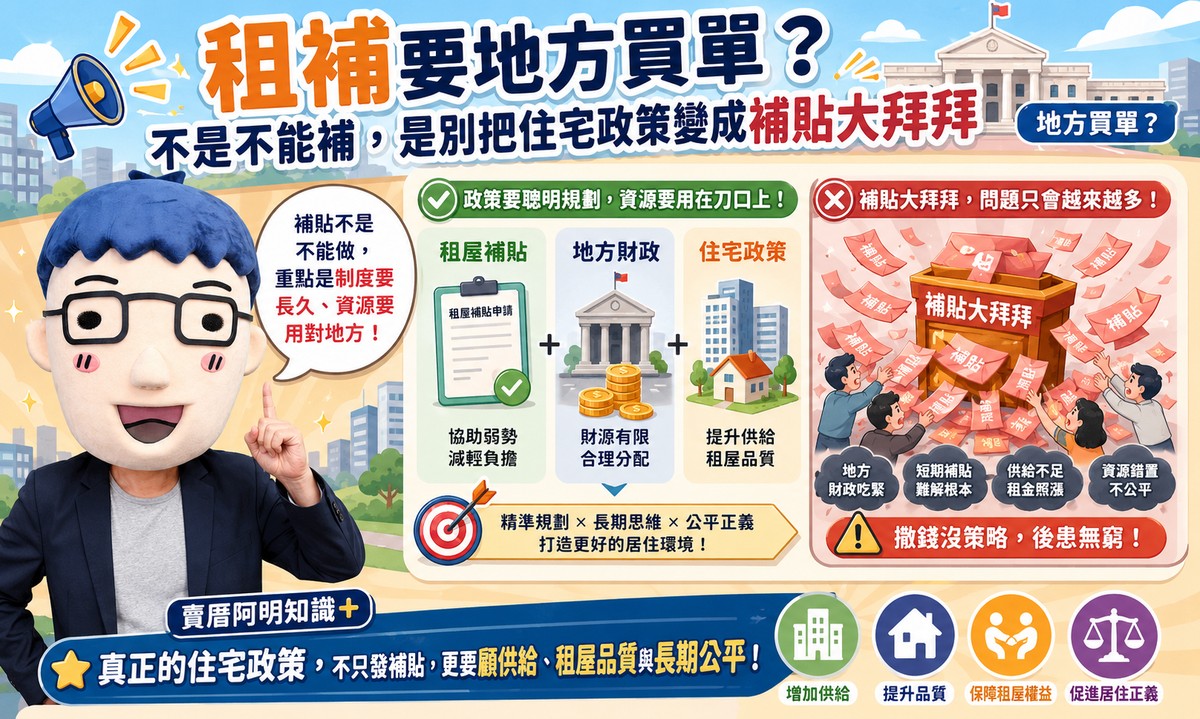 租補要地方買單？不是不能補，是別把住宅政策變成補貼大拜拜
