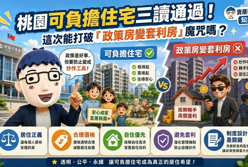 桃園可負擔住宅三讀通過！買得起但不能炒　阿明：這次能打破「政策房變套利房」魔咒嗎？