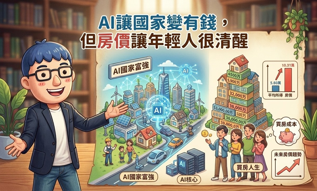 台灣人均GDP超車韓國，為什麼你還是買不起房？阿明：AI讓國家變有錢，但房價讓年輕人很清醒