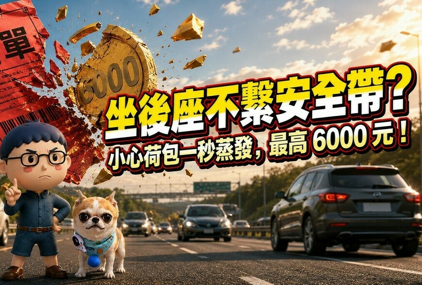 坐後座不繫安全帶？小心你的荷包一秒蒸發，最高 6000 元！