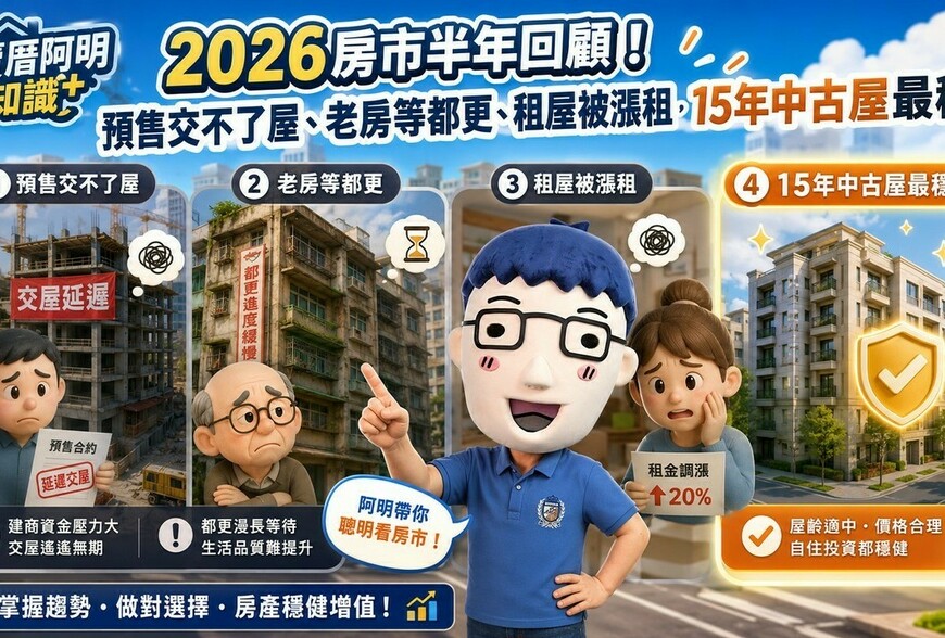 2026房市半年回顧！預售交不了屋、老房等都更、租屋被漲租，15年中古屋最穩