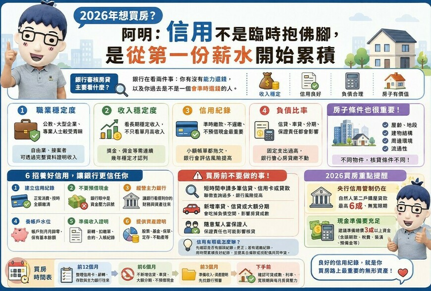 2026年想買房？阿明：信用不是臨時抱佛腳，是從第一份薪水開始累積