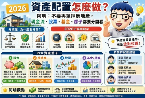 2026資產配置怎麼做？阿明：不要單押房地產，現金流、股票、基金、房子都要分開看
