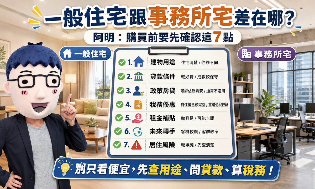 一般住宅跟事務所宅差在哪？阿明：購買前要先確認這七點