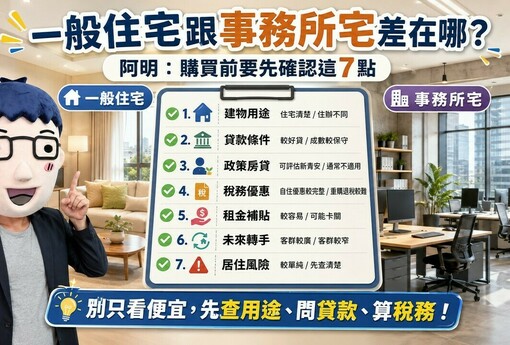 一般住宅跟事務所宅差在哪？阿明：購買前要先確認這七點