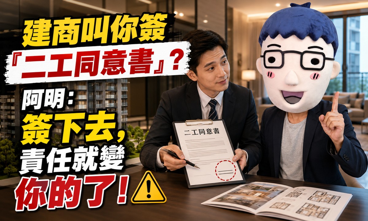 建商叫你簽「二工同意書」？阿明：簽下去，責任就變你的了！