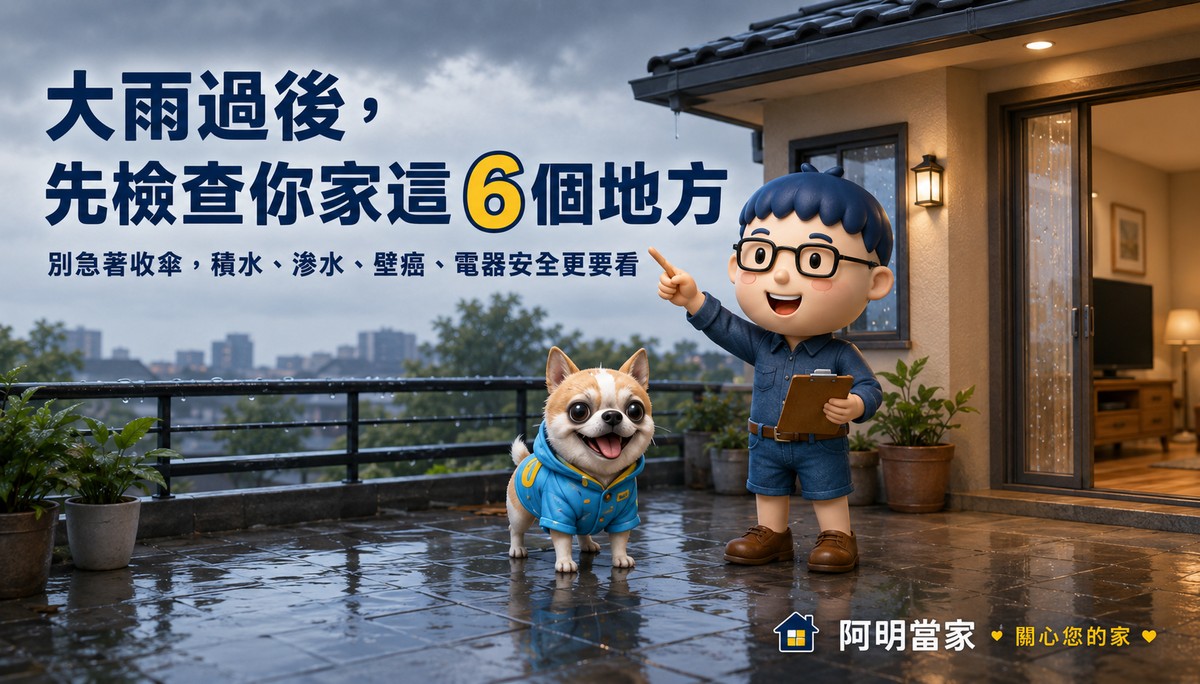 大雨過後，先檢查你家這6個地方！積水、滲水、壁癌、電器安全一次看