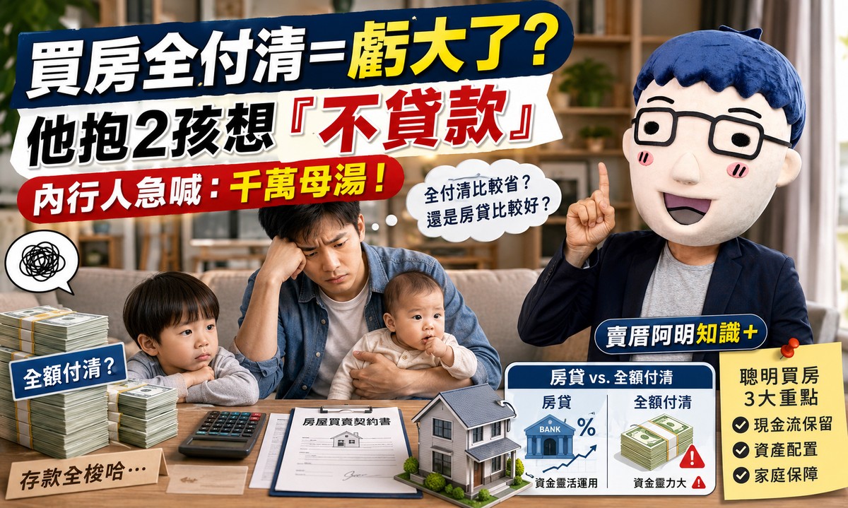 買房全付清＝虧大了？ 他抱2孩想「不貸款」 內行人急喊：千萬母湯！