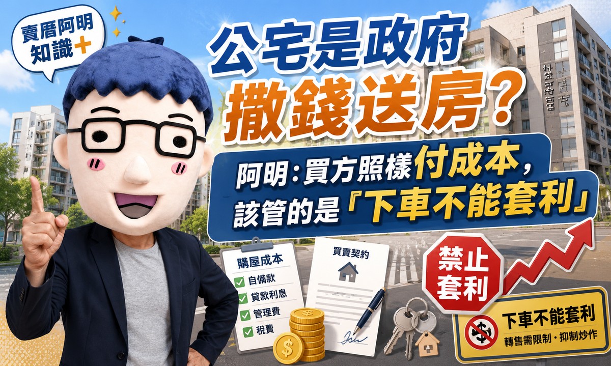 公宅是政府撒錢送房？阿明：買方照樣付成本，該管的是「下車不能套利」