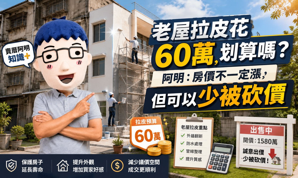 老屋拉皮花60萬划算嗎？阿明：房價不一定漲，但可以少被砍價