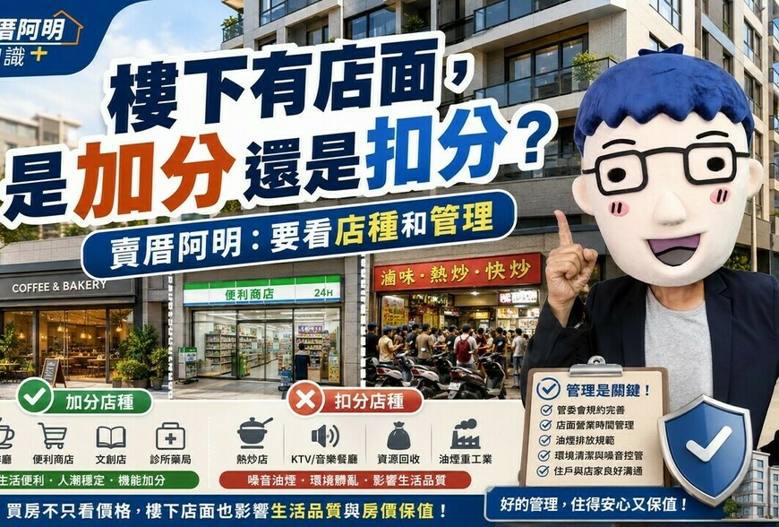 樓下有店面，是加分還是扣分？賣厝阿明：要看店種和管理