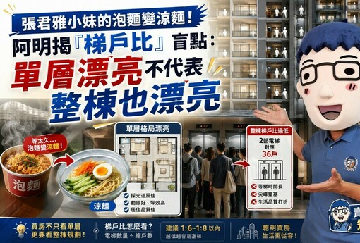張君雅小妹的泡麵變涼麵！阿明揭「梯戶比」盲點：單層漂亮不代表整棟也漂亮