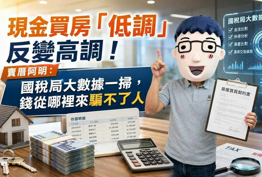 現金買房「低調」反變高調！賣厝阿明：國稅局大數據一掃，錢從哪裡來騙不了人