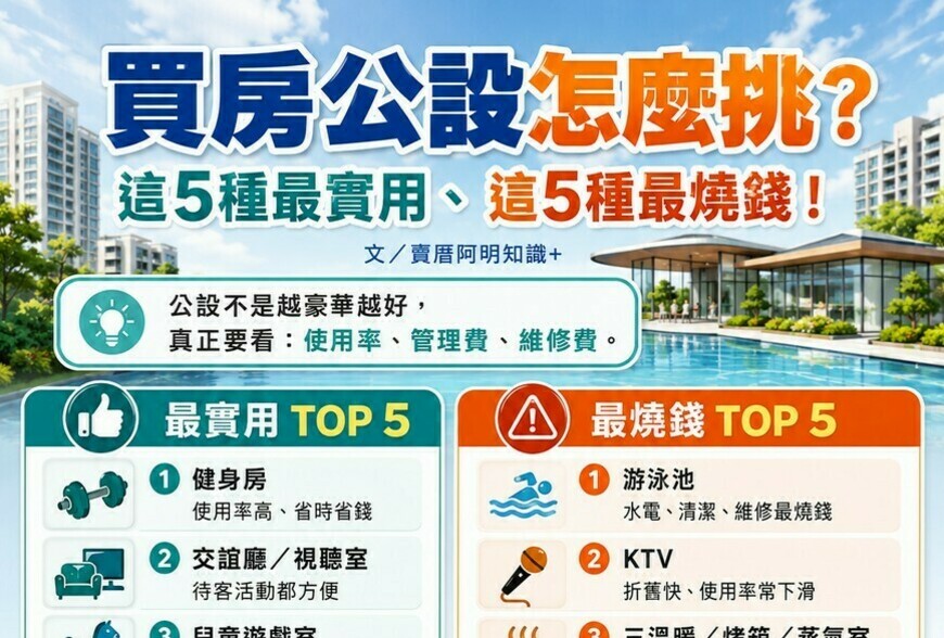 買房公設怎麼挑？阿明告訴你：這5種最實用、這5種最燒錢！