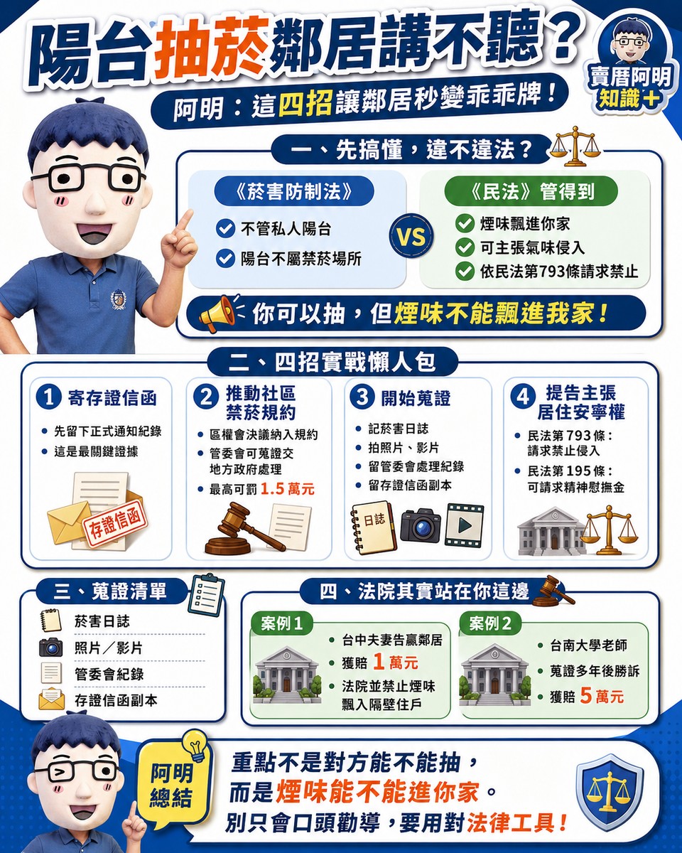 陽台抽菸鄰居講不聽？阿明：這四招讓鄰居秒便乖乖牌！