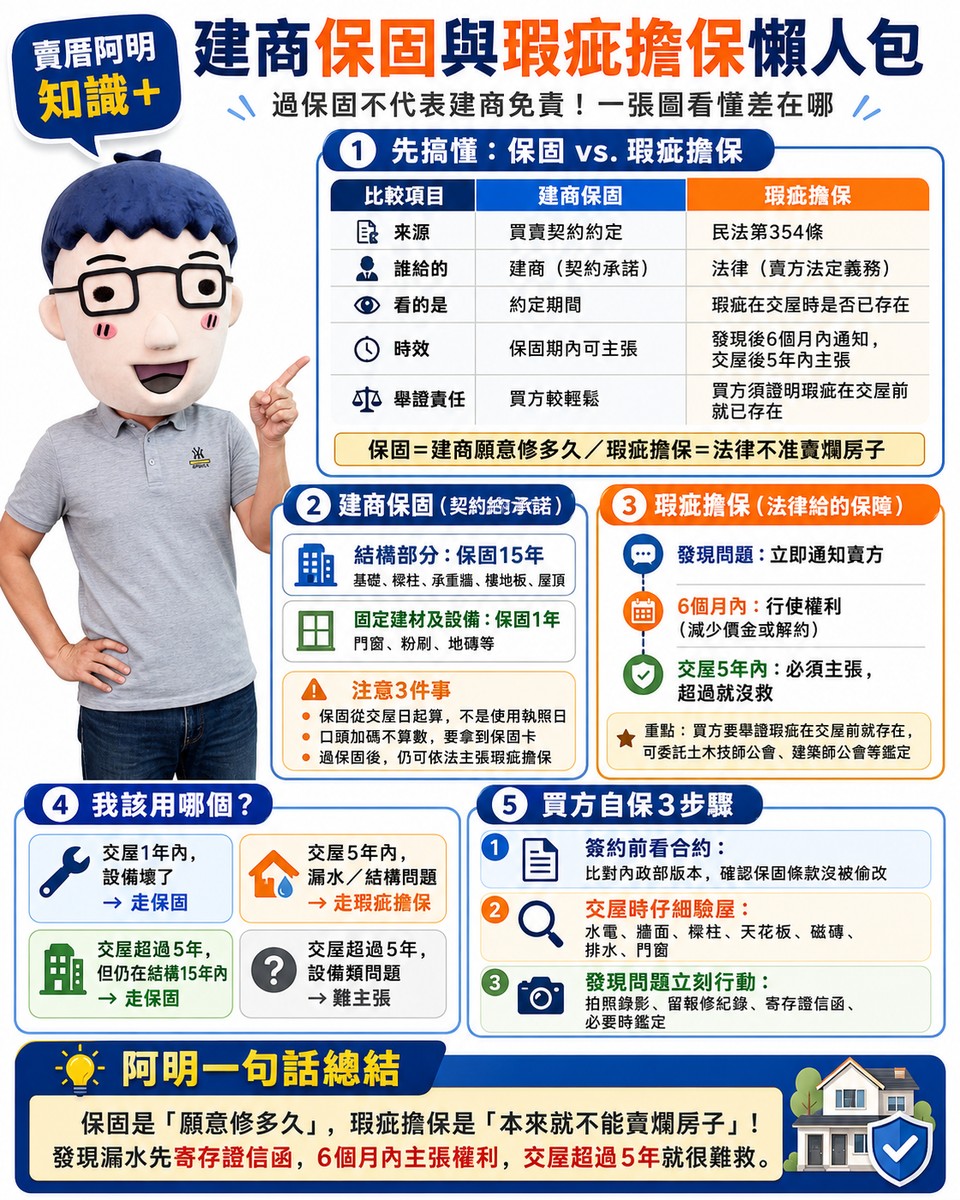 建商​​​​​​​保固、瑕疵擔保一次搞懂，保固與瑕疵擔保懶人包
