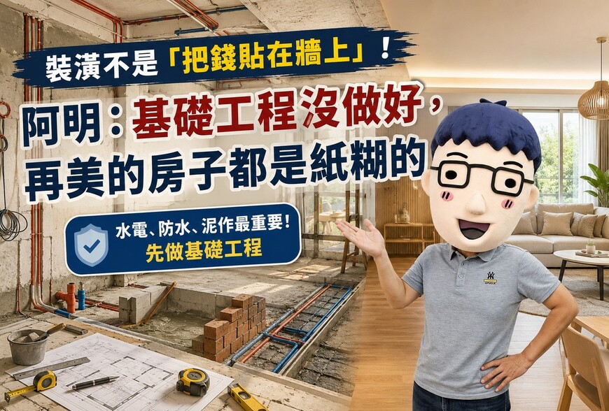 裝潢不是「把錢貼在牆上」！阿明：基礎工程沒做好，再美的房子都是紙糊的