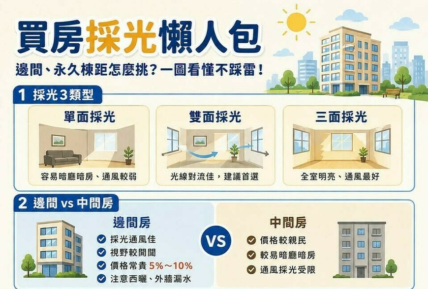 買房採光懶人包｜棟距太近是悲劇！邊間、永久棟距怎麼挑？