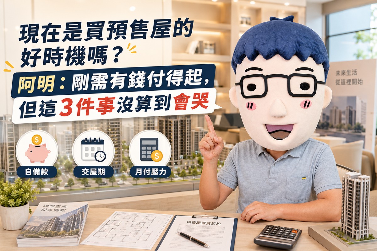 現在是買預售屋的好時機嗎？阿明：剛需有錢付得起，但這3件事沒算到會哭