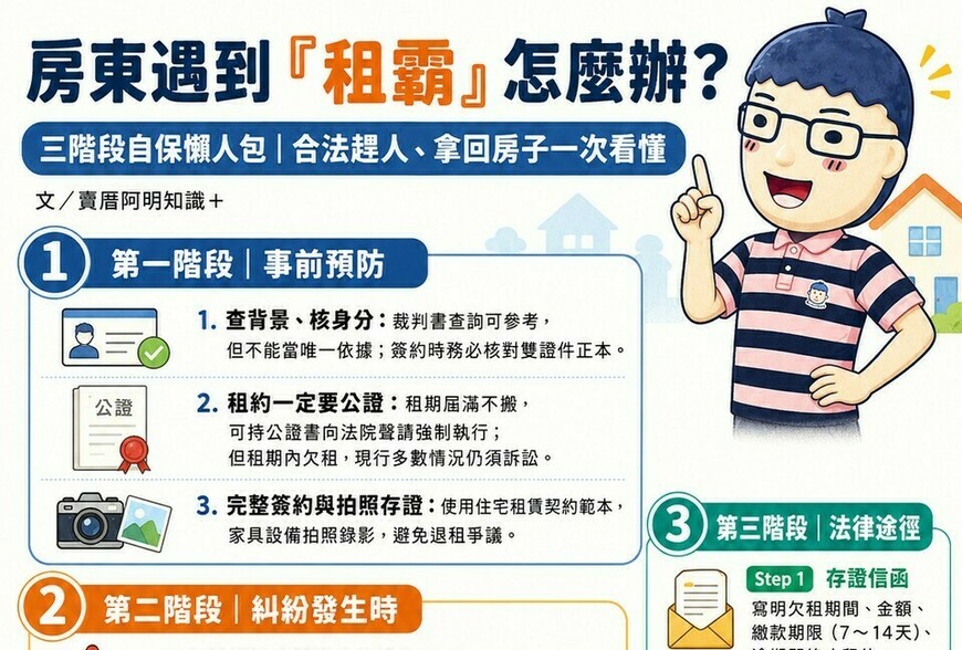 房東遇到「租霸」怎麼辦？三階段自保懶人包，合法趕人、拿回房子一次看懂！