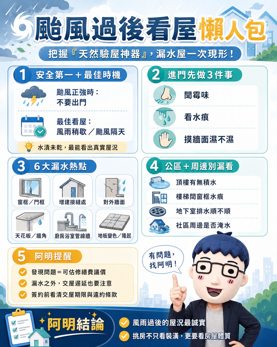 颱風過後看屋懶人包｜把握「天然驗屋神器」，漏水屋一次現形！