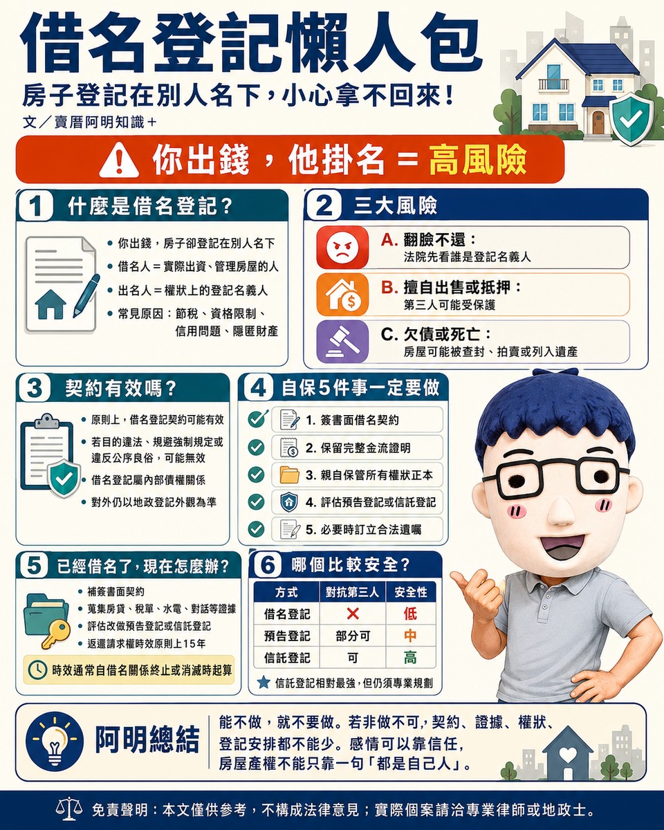 借名登記懶人包｜房子登記在別人名下，小心拿不回來！