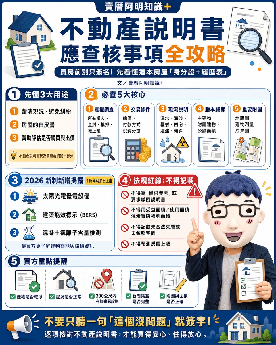 不動產說明書懶人包|買房別只翻最後一頁!2026新制、5大查核重點一次看懂