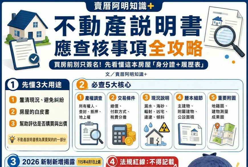 不動產說明書懶人包｜買房別只翻最後一頁！2026新制、5大查核重點一次看懂