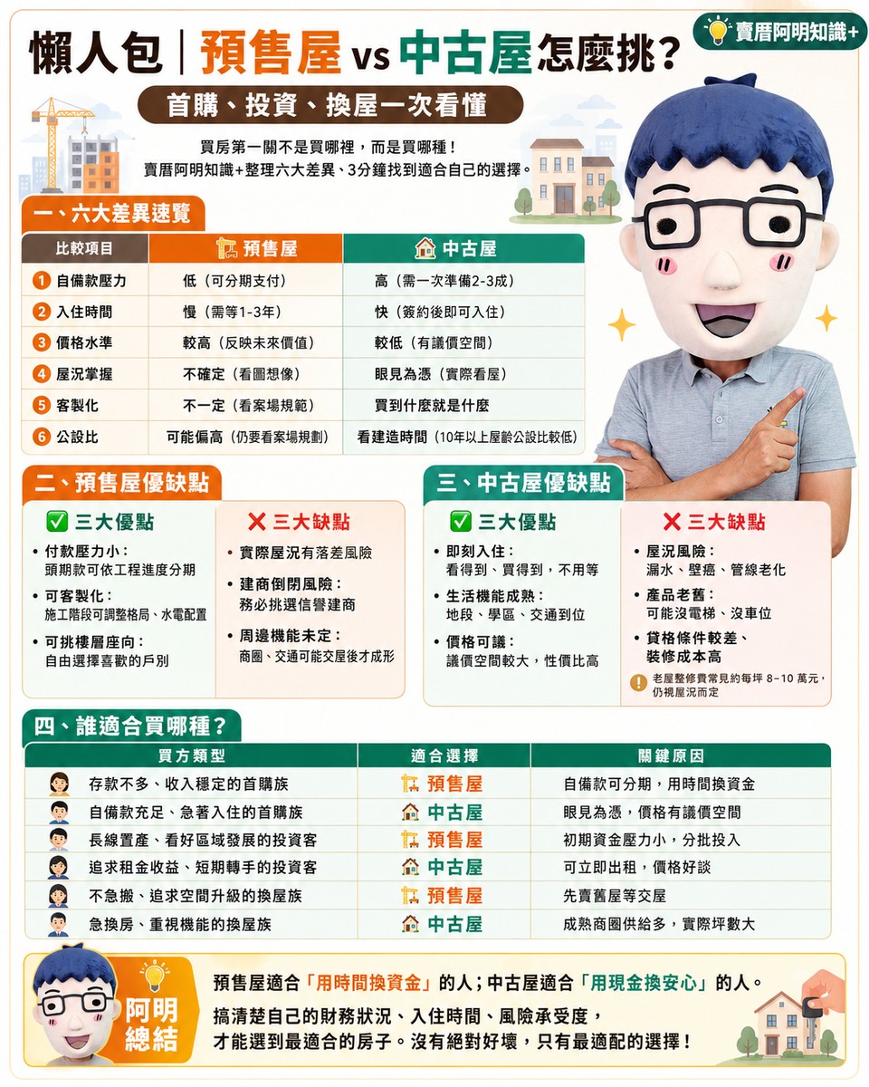 懶人包》預售屋 vs 中古屋怎麼挑？首購、投資、換屋一次看懂！