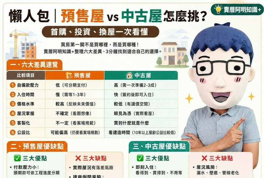 懶人包》預售屋 vs 中古屋怎麼挑？首購、投資、換屋一次看懂！