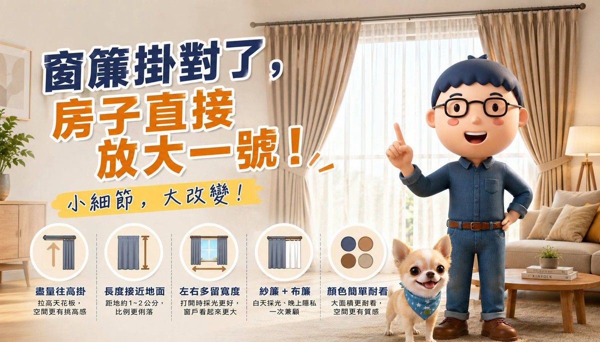 窗簾掛對了，房子直接放大一號！