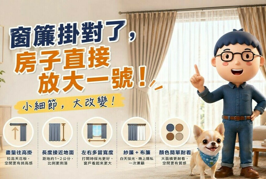 窗簾掛對了，房子直接放大一號！