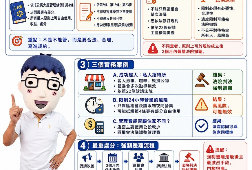 一圖秒懂》社區規約管店面！合法嗎？能禁營業時間嗎？違規最重可強制遷離