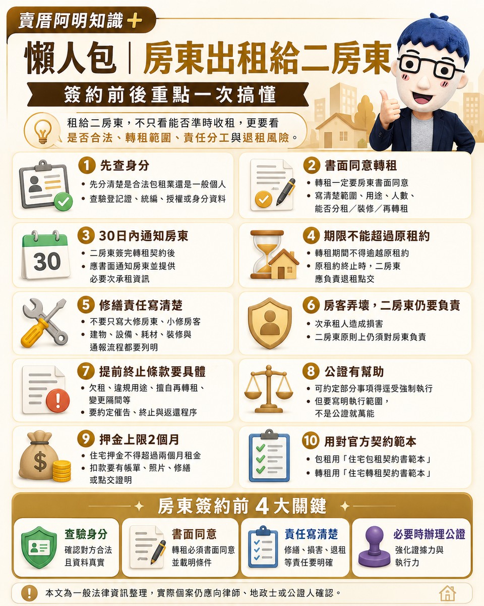 懶人包 房東出租給二房東懶人包！簽約前後重點一次搞懂