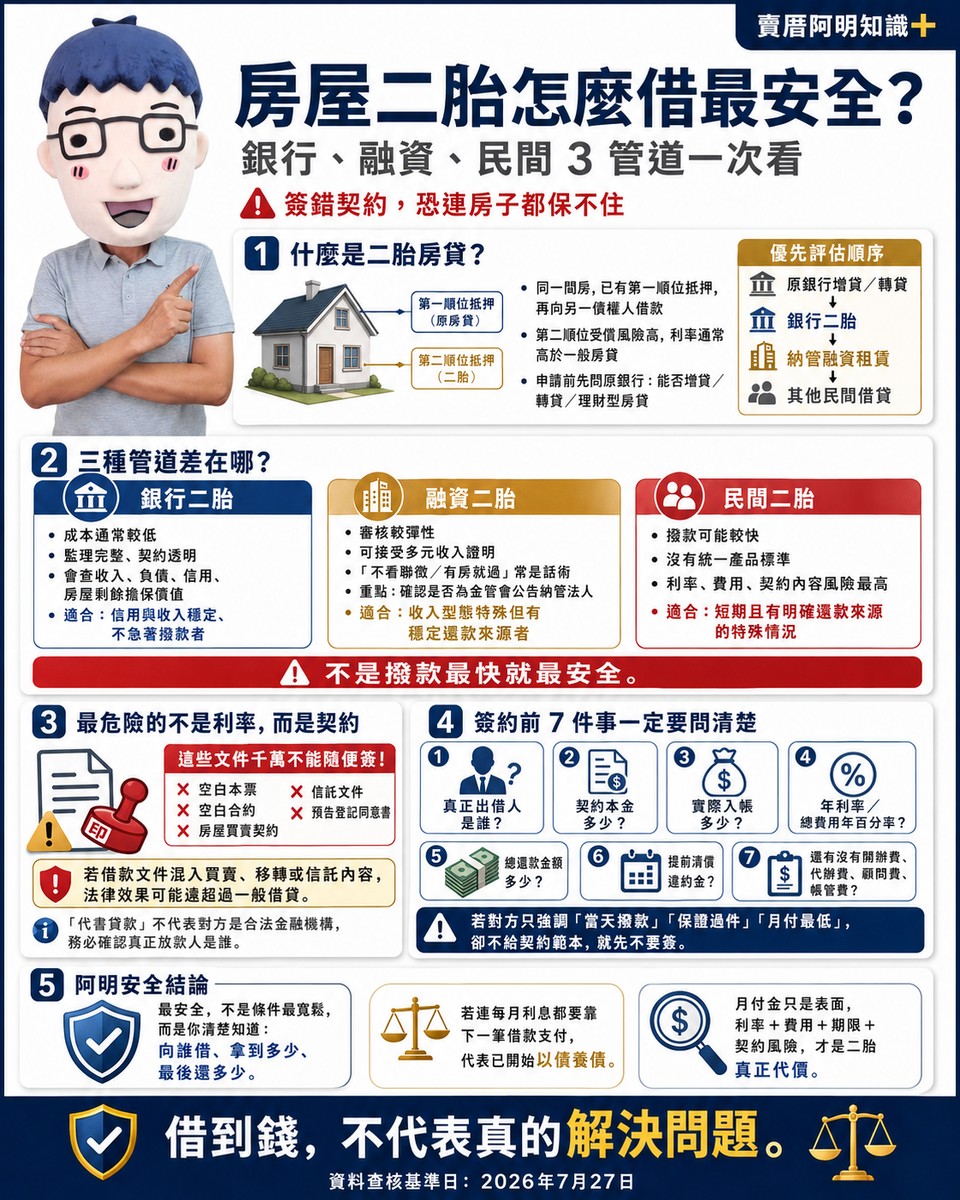 房屋二胎怎麼借最安全？銀行、融資、民間3管道一次看　簽錯契約恐連房子都保不住