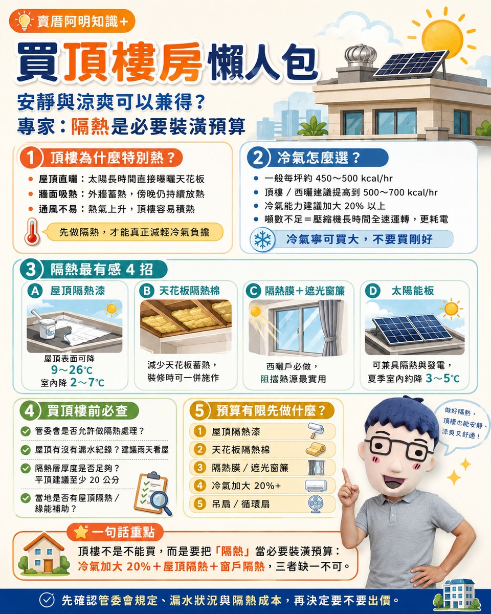 買頂樓房懶人包｜安靜與涼爽可以兼得 專家：隔熱是必要裝潢預算