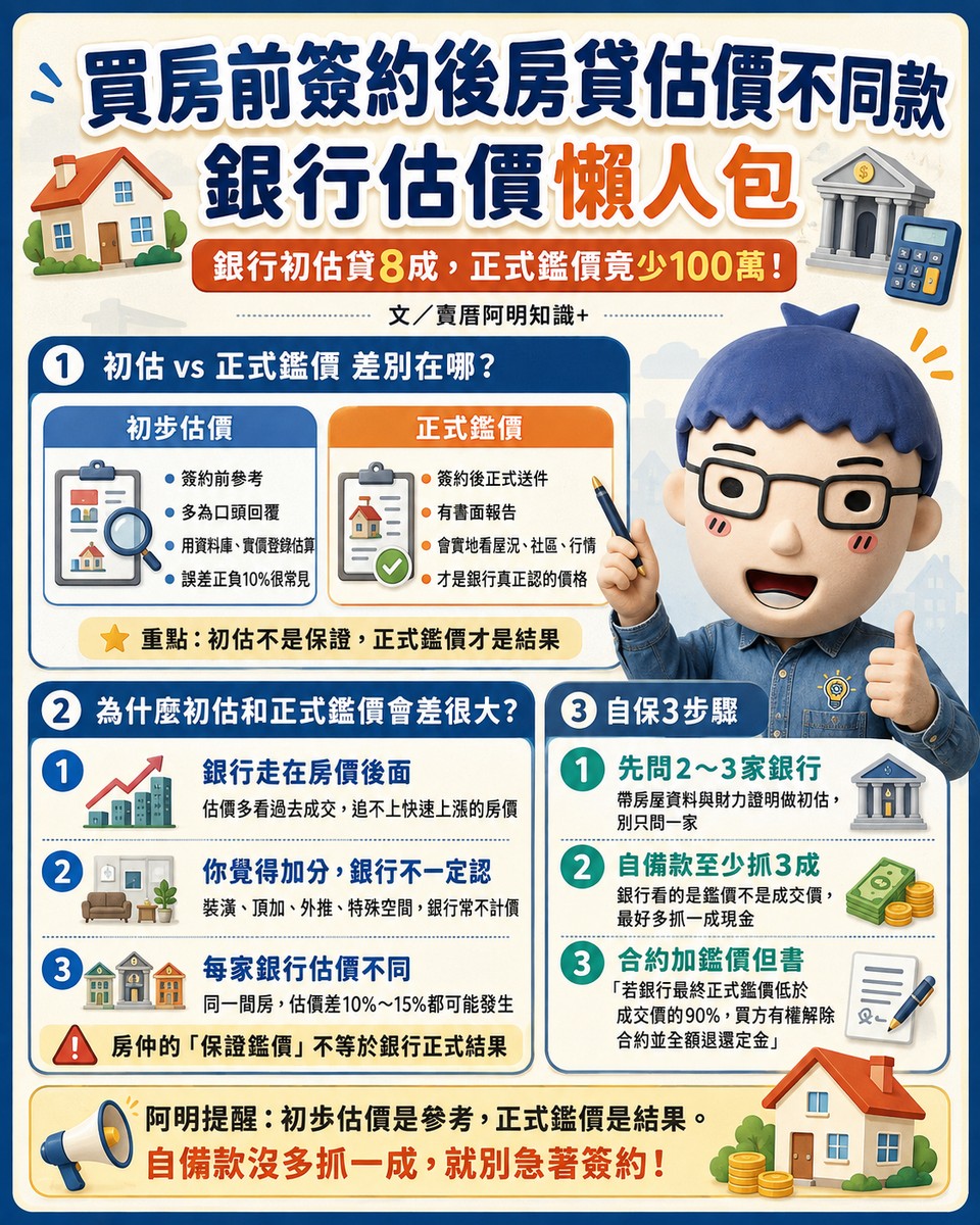 買房前簽約後房貸估價不同款｜銀行估價懶人包