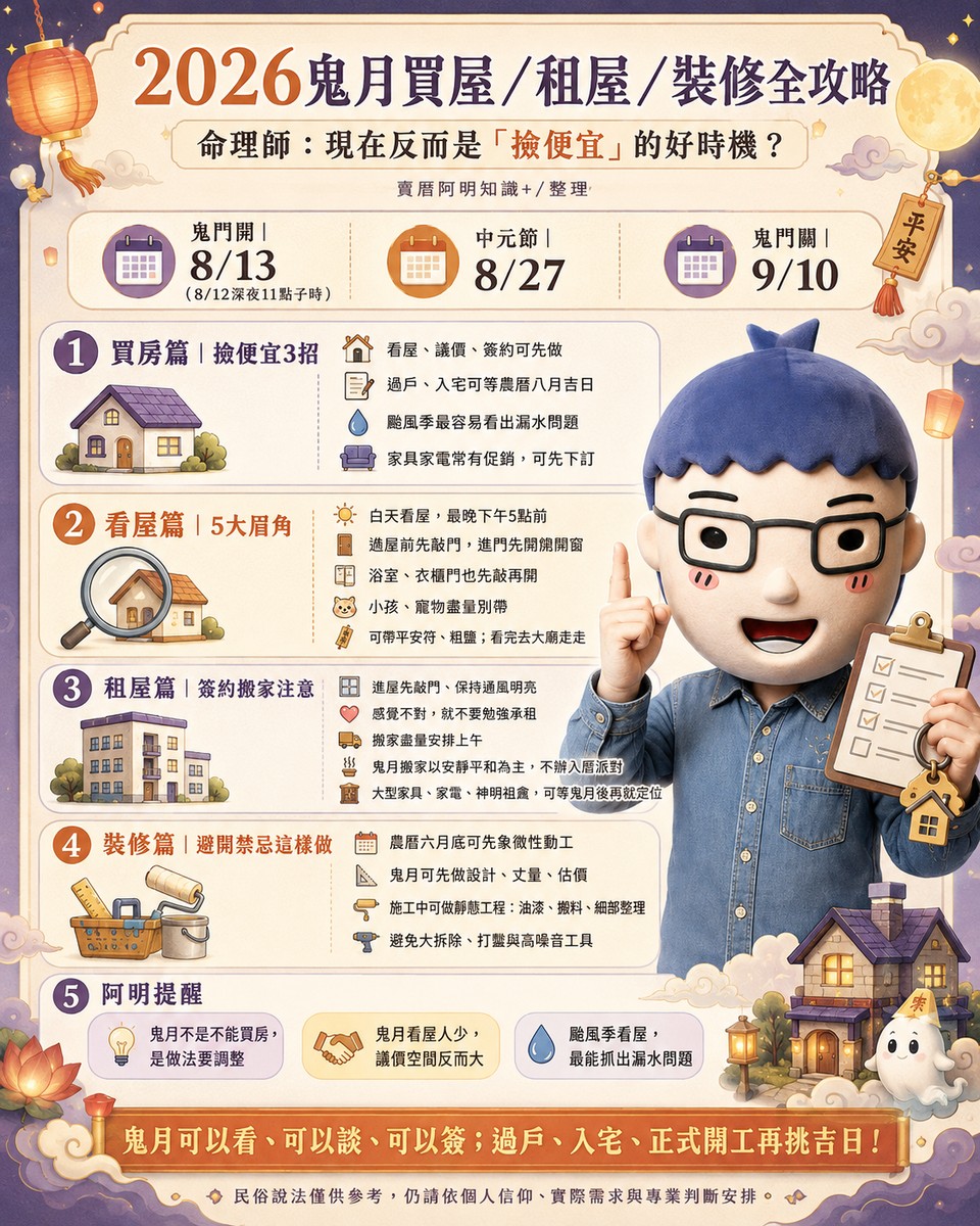 2026鬼月買屋/租屋/裝修全攻略！命理師：現在反而是「撿便宜」的好時機？