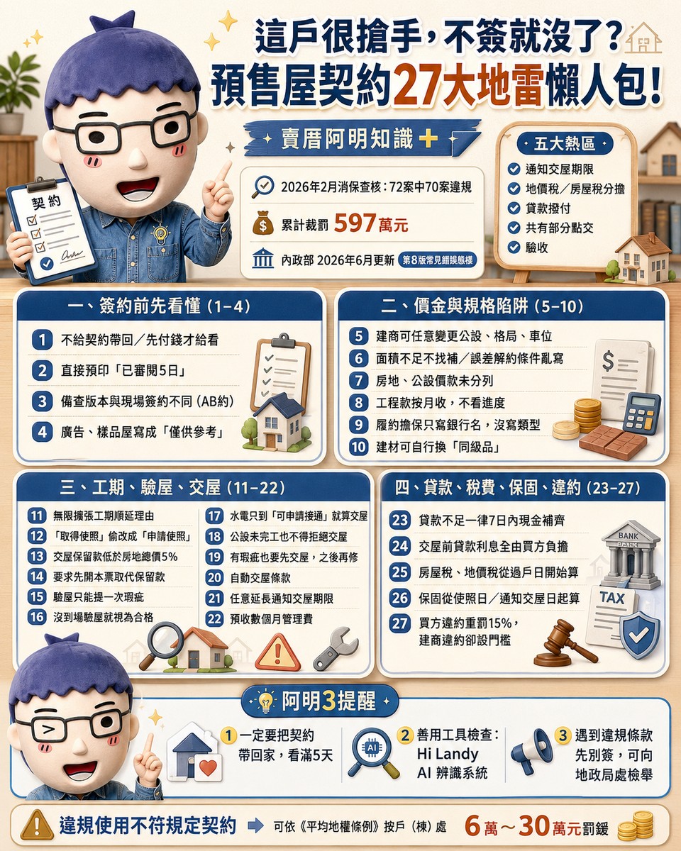 「這戶很搶手，不簽就沒了？」預售屋契約27大地雷懶人包！