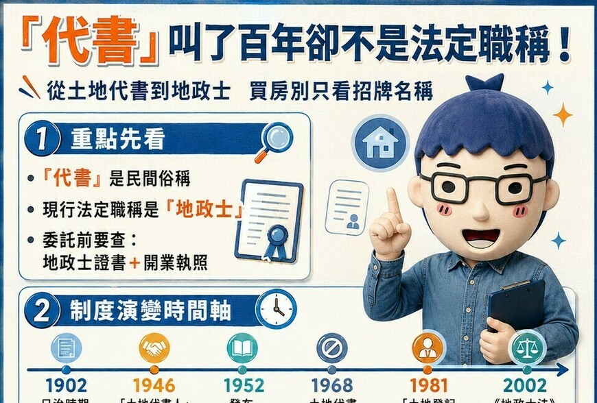 「代書」叫了百年卻不是法定職稱！從土地代書到地政士　專家：買房別只看招牌名稱