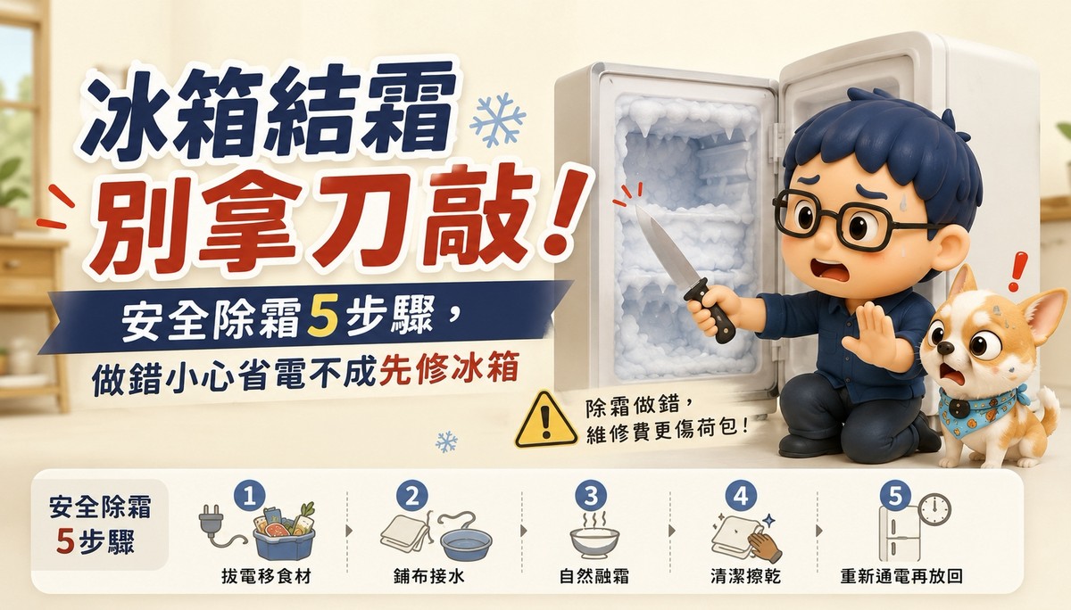 冰箱結霜別拿刀敲！安全除霜5步驟，做錯小心省電不成先修冰箱