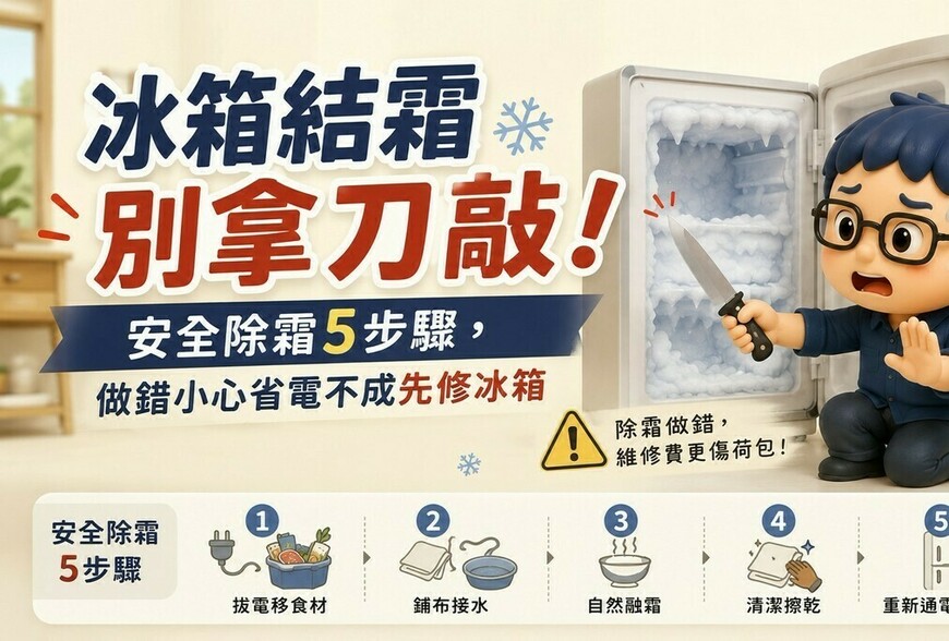 冰箱結霜別拿刀敲！安全除霜5步驟，做錯小心省電不成先修冰箱
