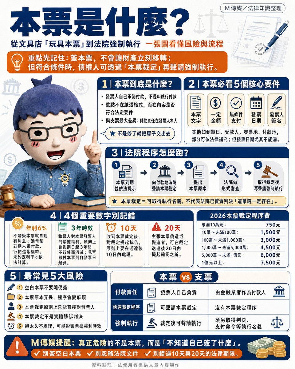 本票是什麼？從文具店「玩具本票」到法院強制執行 專家解析：為何簽下去等於交出財產權？