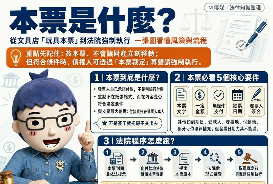 本票是什麼？從文具店「玩具本票」到法院強制執行 專家解析：為何簽下去等於交出財產權？